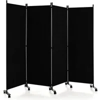 KOMFOTTEU Raumteiler Paravent Trennwand Sichtschutz, 225 x 173 cm, mit Rollen