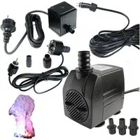 Arnusa Springbrunnenpumpe mit LED Quellsteinbeleuchtung Wasserpumpe Bachlaufpumpe 12V, Pumpe für Wasserspiele