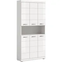 welltime Hochschrank SIENA, Höhe 191cm, 6 Türen, 1 offenes Fach, 8 Einlegeböden, MDF-Front (TOPSELLER! Viel Stauraum) Badmöbel, Badschrank, Badezimmer, Mehrzweckschrank, Universalschrank