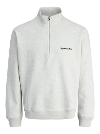 JACK&JONES - JORNORREBRO EMB SWEAT HIGH NECK SN white melange - Gr. - M