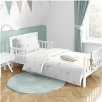 MTOnlinehandel Babybettwäsche Little Flower • 100x135 + 40x60 cm • Renforcé • Niedlich, 100% Baumwolle, 2 teilig, Zartes Blümchenmuster • Zeitlos schön • Weiß/ Beige