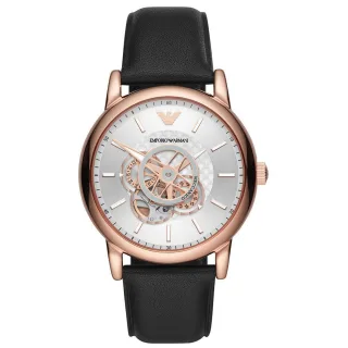Emporio Armani AR60013 Automatische Herrenuhr aus schwarzem Leder