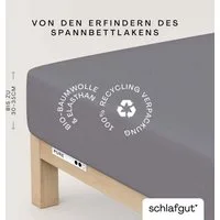 Schlafgut Spannbettlaken PURE Bio-Baumwolle mit Elasthan, 170 g/m², Bettlaken, Spannbetttuch, Jersey, Gummizug: rundum, (1 Stück), PREMIUM Laken für Matratzen bis 30cm Höhe, dehnbar blickdicht, straff