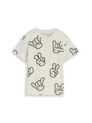 tom tailor kids - Oversize T-Shirt mit Muster off white grey hand design - Gr. - 110