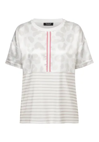 tuzzi - Shirt ROSÉ ALL DAY mit Kontraststreifen ecru/flamingo - Gr. - 40