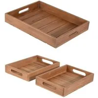Meinposten Dekotablett Tablett Serviertablett Holz Teak braun Holztablett Dekotablett (1 St), Teakholz, unbehandelt