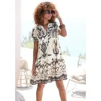Buffalo Blusenkleid mit Alloverprint und Volant am Saum lockeres Sommerkleid, Strandkleid, sommerliches Tunikakleid, Boho-Stil