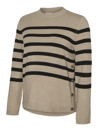 MAMALICIOUS - MLMADDIE VITA L/S KNIT TOP 2F NOOS Natural Melange - Gr. - S