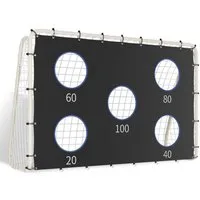 BBWL Fußballtor mit Schusswand 2in1 Netz Trainings Tor mit Spikes Stahlrahmen, 240x170 cm Kinder Fußballtor wetterfest Outdoor Trainingsgerät Garten