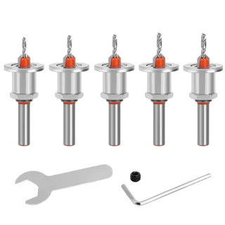 8mm Round Shank Drill Bit Set Adjustable Countersink 2.8-4mm Cone Drill Counterbore Router Drill Bit with Limit Stop All