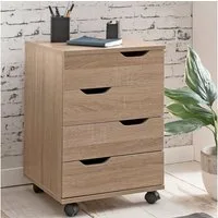 FINEBUY Rollcontainer SV51850 Schreibtischcontainer 40 x 60 x 40 cm Holz Büro SuVa16415_1, (Bürocontainer Sonoma 40x60x40cm, Schubladenschrank), Schreibtischcontainer mit Rollen und Schubladen