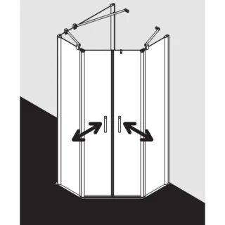 Kermi Pega Fünfeck-Duschkabine PEF4309018VAK 90x90x185cm, silber hochglanz, ESG klar