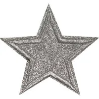 maDDma Aufnäher 3 Glitzer Stern Aufbügler 65mm Aufnäher Applikationen, Polyester, Polyethylen Schicht, (3 er Paket, 1-tlg), silber