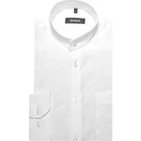 Huber Hemden Langarmhemd HU-0044 Stehkragen 100% Leinen Naturfaser Regular Fit-gerader Schnitt
