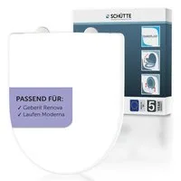 Schütte WC-Sitz Duroplast, WHITE D-Form PRO (WC-Sitz, Befestigungsmaterial, Montageanleitung), mit Absenkautomatik und Schnellverschluss