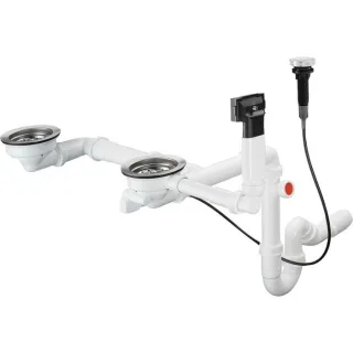 hansgrohe Ab- und Überlaufgarnitur 43938000 chrom, automatisch, für Doppelbecken Granit