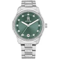 Tommy Hilfiger Quarzuhr TH85 CRYSTALS 1782759, Armbanduhr, Damenuhr, Edelstahlarmband, analog, Tag, Glassteine