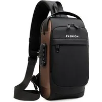 Blusmart Umhängetasche Brusttasche Sling Bag mit USB-Ladeanschluss (Passwortschutz Crossbody Bag, Wasserdicht), Für Reisen Wandern mehrere Taschen Sling Daypacks