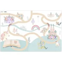 LetsPlaymats Spielmatte Prinzessin - Schloss - Blumen - Einhorn - Mädchen, Krabbeldecke, Jungen, Mädchen, Babymatte, Spielunterlage, 105x70 cm