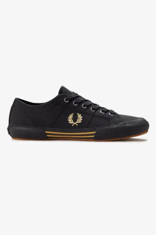 Fred Perry B708 Vintage Tennis Canvas Herren Schuhe Schwarz/Champagner