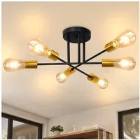 Nettlife Deckenleuchte 6 Flammig Gold E27 Metall Industrie-Deckenleuchte Vintage, LED wechselbar, für Schlafzimmer, Esszimmer, Wohnzimmer, Waschküche, Küche, Flur