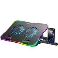 Wozinsky Notebook-Kühler WDCX-A26, RGB-Licht, 2 Lüfter, USB-Hub, Handyhalter, 5 Neigungsstufen