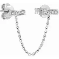 Suzan Gold Paar Ohrstecker Chain Stud Earrings 925 Sterling Silber – Elegante Bar-Ohrstecker mit