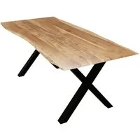 Liadomo Baumkantentisch Sammy, Esstisch, Esszimmertisch, Massivholztisch, Platte mit natürlicher Baumkante, wählbare Größen und Metallgestelle