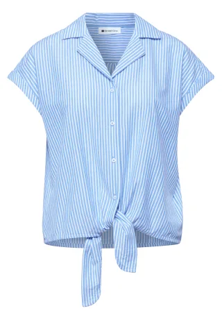Street One - Dropped Shoulder Bluse mit Bowling-Kragen original blue - Gr. - 36