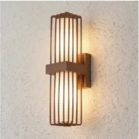 Lucande Außen-Wandleuchte Chandan, Metall, Braun IP54, 2 x 15 W LED