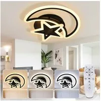 Rosnek Deckenleuchte Mond & Stern LED Deckenleuchte Kinderzimmer – Dimmbar, LED fest integriert, 62W 3000-6000K, mit Fernbedienung Augenschutz Speicher