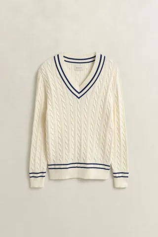 GANT - Zopfstrick V-Neck Pullover aus Baumwolle - Gr. - XXXL