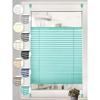 Sonello Plissee ohne Bohren Rollo Klemmfix für Fenster & Tür Lichtschutz, blickdicht, ohne Bohren, verspannt, Klemmfix, 30cm x 100cm Türkise Faltrollo, Easyfix, Sonnenschutzrollo, Jalousie
