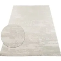 Carpetilla Teppich Kurzflor Teppich Creme Modern 3D Muster Wohnzimmer Schlafzimmer, Teppich Wohnzimmer 3D effekt Boho Einfarbig hoch-tief Bordüre
