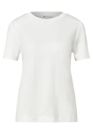Street One - T-Shirt mit gerafftem Ärmel off white - Gr. - 36