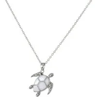 KARMA Kette mit Anhänger Halskette Damen Schildkröte Silber od. Gold (1-tlg., Damenschmuck maritim Sommerschmuck), 40 cm Kette für Frauen modern Damenhalskette