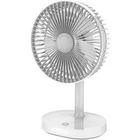 Platinet Tischventilator Tischventilator mit LED-Beleuchtung 3000mAh Akku Ventilator 3 Stufe, Eingebaute Nachtlampe Micro-USB-Anschluss