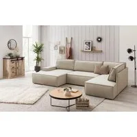 OTTO home Wohnlandschaft SHERWOOD U-Form, 329 cm - OTTO. Verlässliche Qualität., Schlaffunktion m. Bettkasten (194x139 cm), Cord, Vintage, Samtvelours
