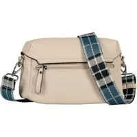 TOM TAILOR Handtasche Chrissi, aus weichem Lederimitat mit breitem karierten Gewebeband