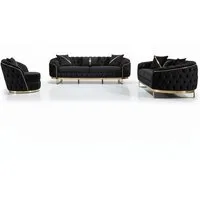 Palms-Store Sofa -Set MIRA mit Knopfheftung in 5 edlen Farbvarianten, 3-Sitzer + 3-Sitzer + Sessel