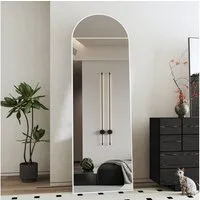 Boromal Ganzkörperspiegel Schwarz Weiß Rahmen Standspiegel Oval Wandspiegel Groß Wand Ganzkörper (für Schlafzimmer Badezimmer Wohnzimmer Arched), Spiegel Rund