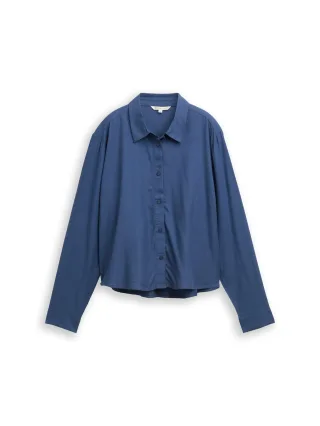 Denim Tom Tailor - Bluse mit Knopfleiste dark duck blue - Gr. - XS