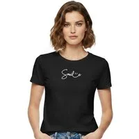 Banco T-Shirt Damen Shirt Basic Top Sommer Rundhals Smile hochwertiger Print