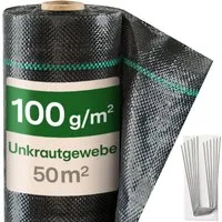 Praknu Gartenvlies Bändchengewebe 100g/m² 50m² - 24 Erdanker UV-Stabil Wasserdurchlässig, (Set, 100g/m² Unkrautvlies 50m² mit 24 Erdankern wasserdurchlässig), reißfest, UV-stabil, zuschneidbar, wasserdurchlässig, robust