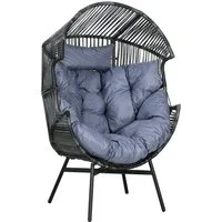 MC Star Gartensessel Rattansessel Outdoor-Sessel Gartensessel, PE-Rattan (89 cm x 75 cm x 143 cm, Grau+Schwarz)