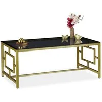 relaxdays Couchtisch Glas Schwarz & Gold