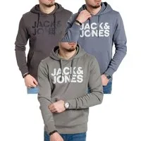 Jack & Jones Kapuzensweatshirt modische Hoodies mit Logoprint (Spar-Set, 3er Pack) Unifarbene Pullover mit flauschigem Innenfutter