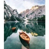 Bönninghoff Leinwandbild, Berge, Berge & Alpenbilder, Bilder von Booten & Schiffen, Boote & Schiffe, Gewässer, Landschaft, Landschaften, Natur, See, Seebilder (1 St)