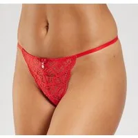 LASCANA String Nikoletta aus floraler Spitze mit Accessoire in Perlenoptik