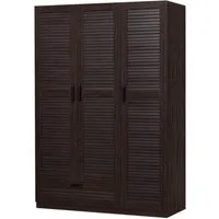 en.casa Kleiderschrank »Finning« 2 Stangen, 7 Fächer, 1 Schublade 176x120x52 cm Walnuss